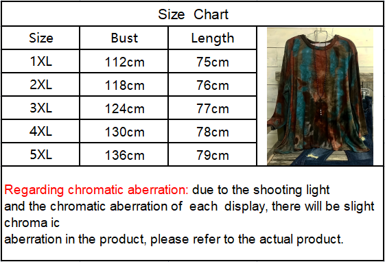 Self-pick-up Women's Plus Size Soft Round Neck Long Sleeve Top Casual Tie-Dye T-Shirt Only Self-pickup Is Supported